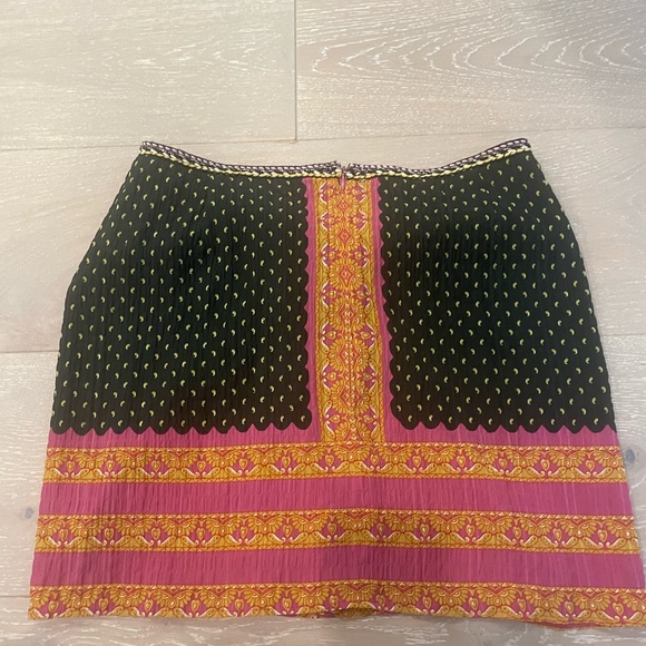 Zara Bohemian multi color skirt with from slit & tie Sz L - Picture 5 of 5